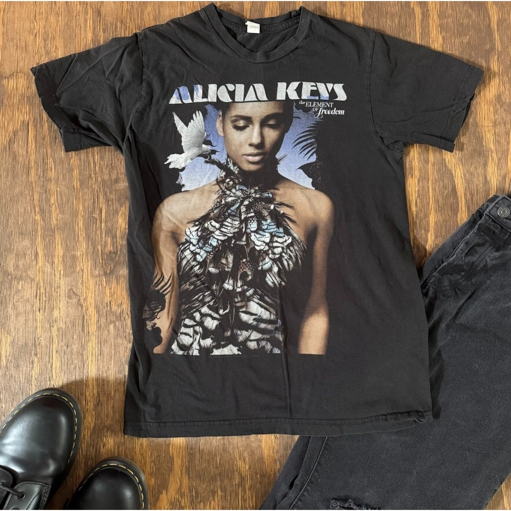 Alicia Keys 2010 The Element of Freedom Tee S Tultex Black R&B Music Shirt